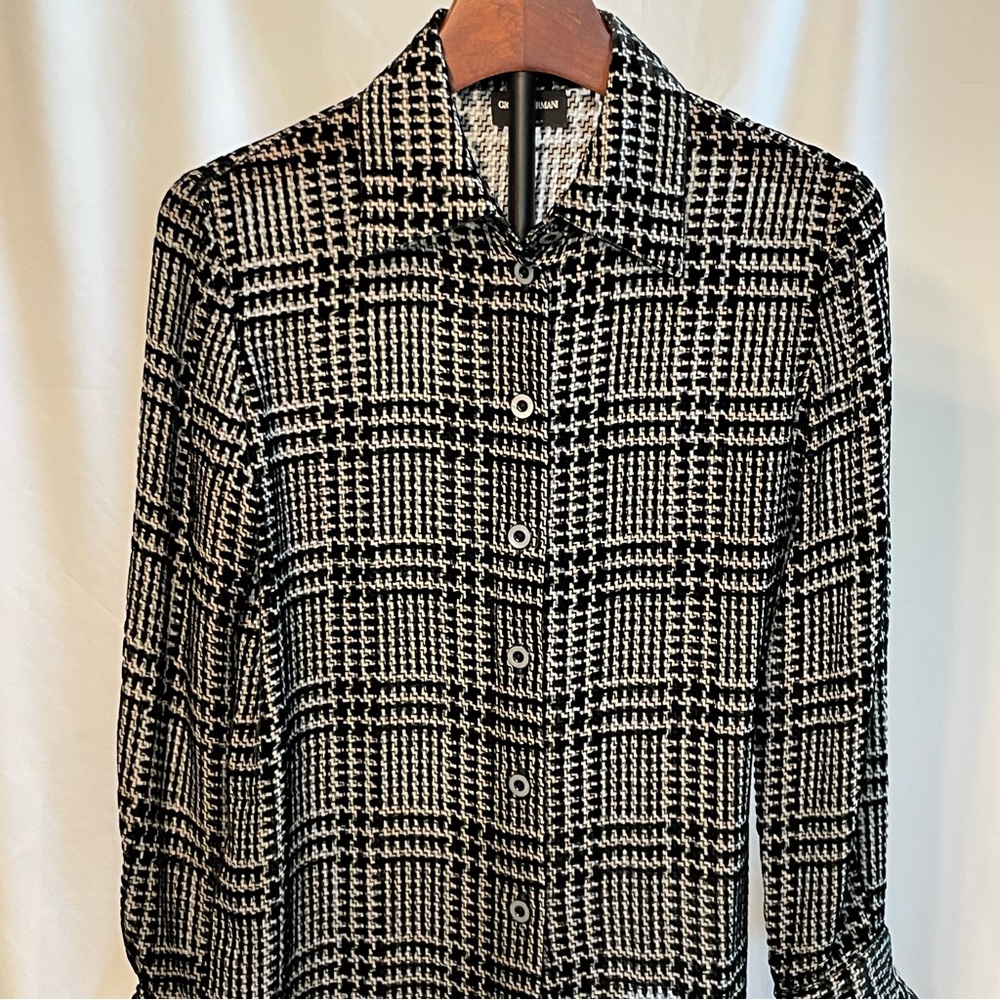 Giorgio Armani Black and White Houndstooth Fabric